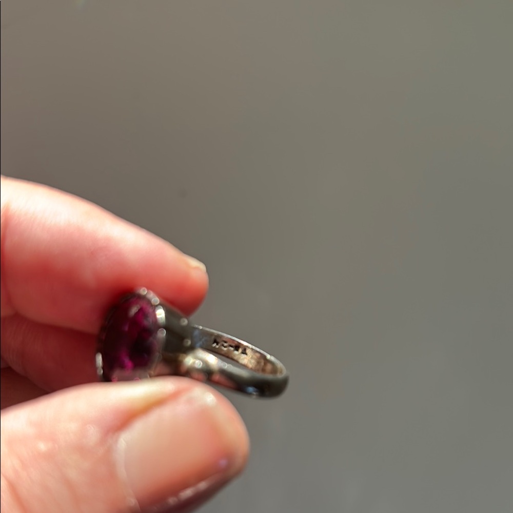 Silver And Red Gemstone Ring - image 4